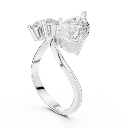 Round & Pear Diamond Bypass Ring