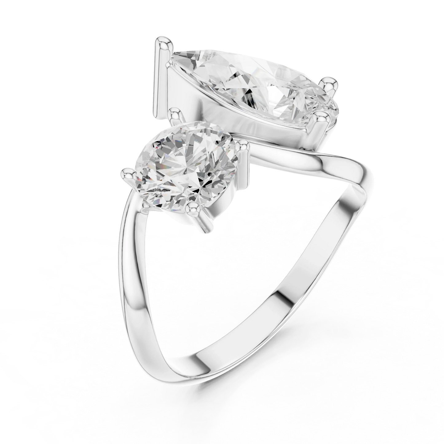 Round & Pear Diamond Bypass Ring