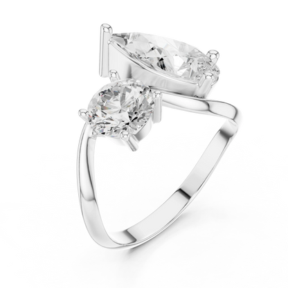 Round & Pear Diamond Bypass Ring