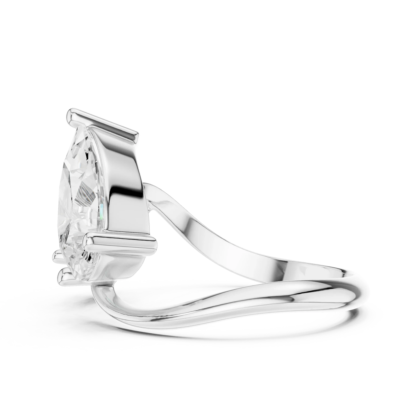 Round & Pear Diamond Bypass Ring