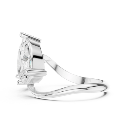Round & Pear Diamond Bypass Ring