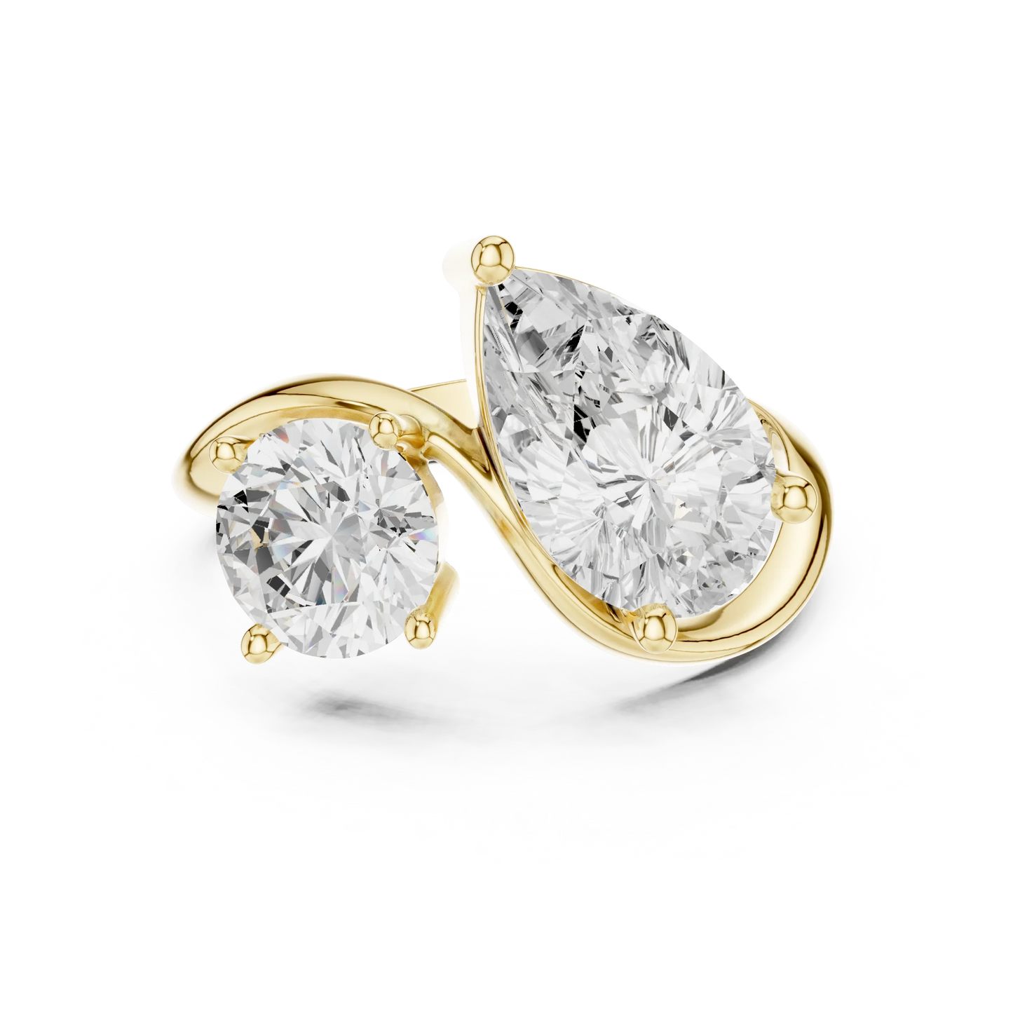Round & Pear Diamond Bypass Ring