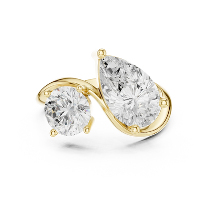 Round & Pear Diamond Bypass Ring