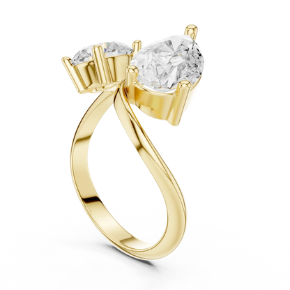 Round & Pear Diamond Bypass Ring