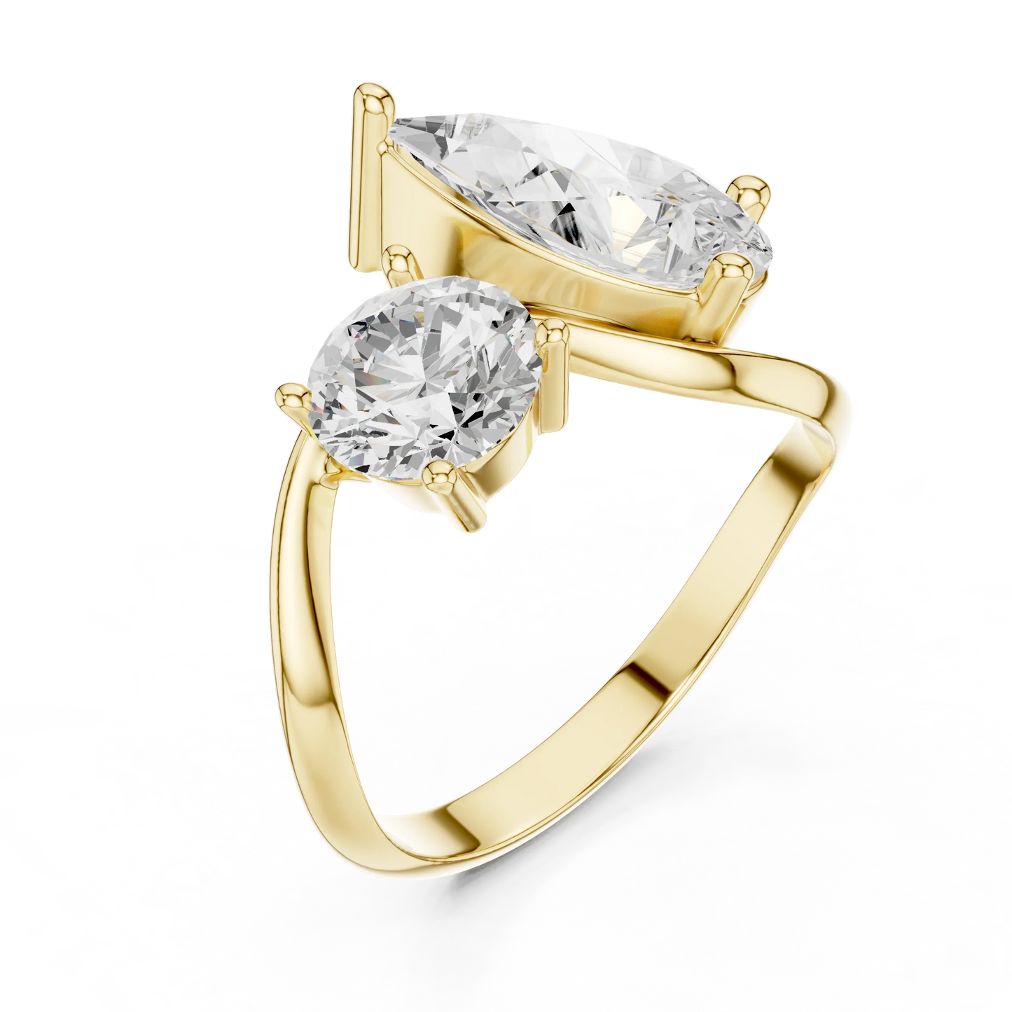 Round & Pear Diamond Bypass Ring