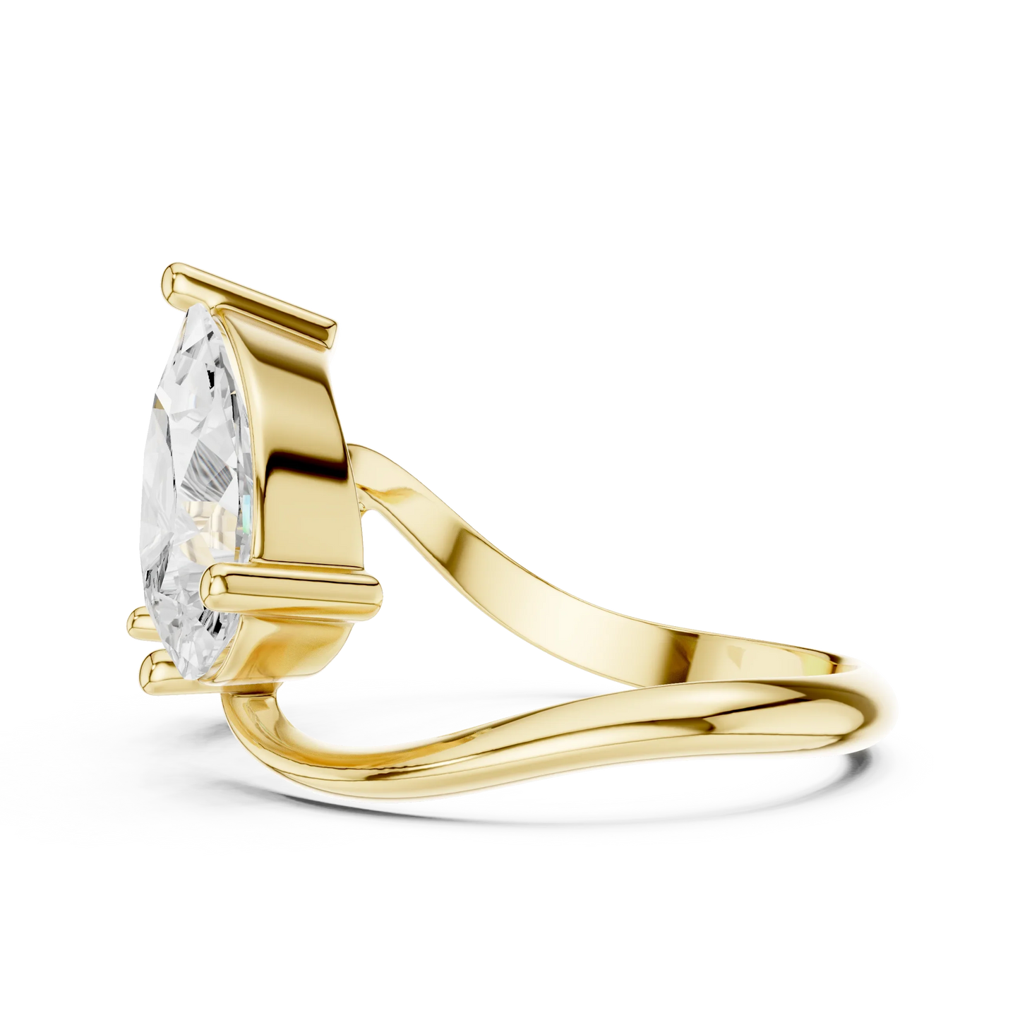 Round & Pear Diamond Bypass Ring