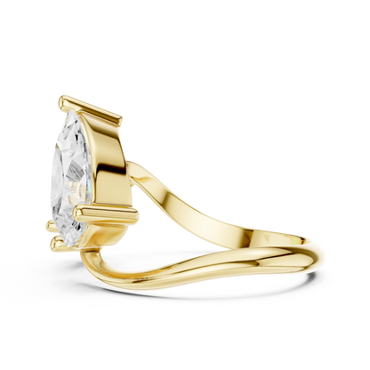 Round & Pear Diamond Bypass Ring