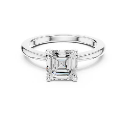 Front view of Royal Radiance Asscher Diamond Ring in White Gold, Australia