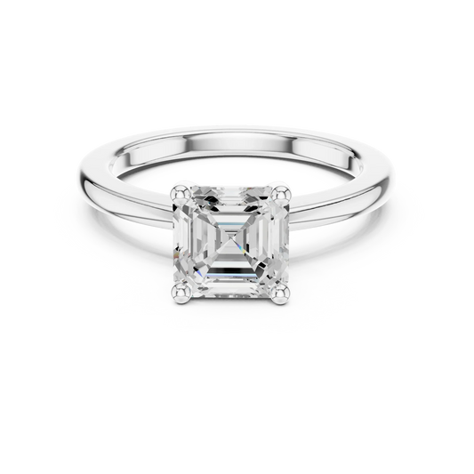Front view of Royal Radiance Asscher Diamond Ring in White Gold, Australia