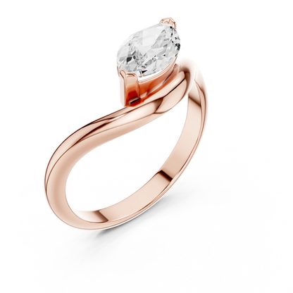East-west marquise solitaire ring in rose gold with lab-grown diamond top view