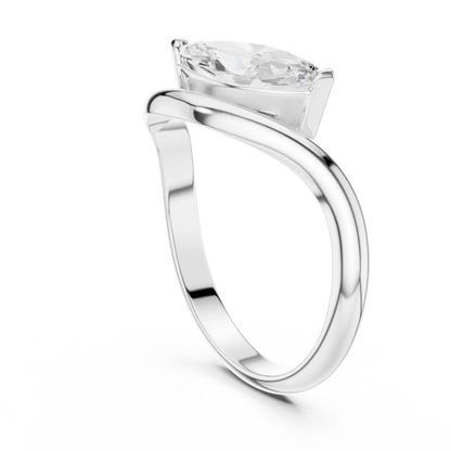 East-west marquise solitaire ring in white gold with lab-grown diamond back view