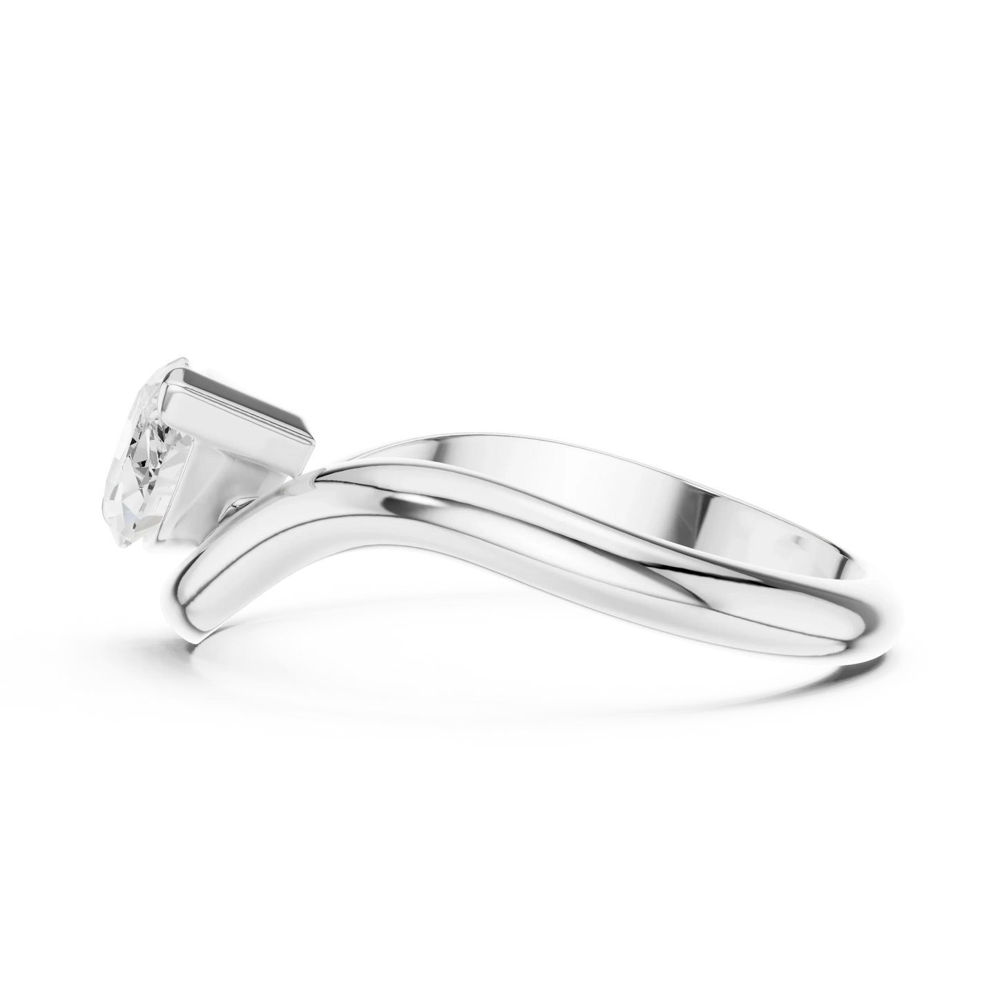 East-west marquise solitaire ring in white gold with lab-grown diamond side view