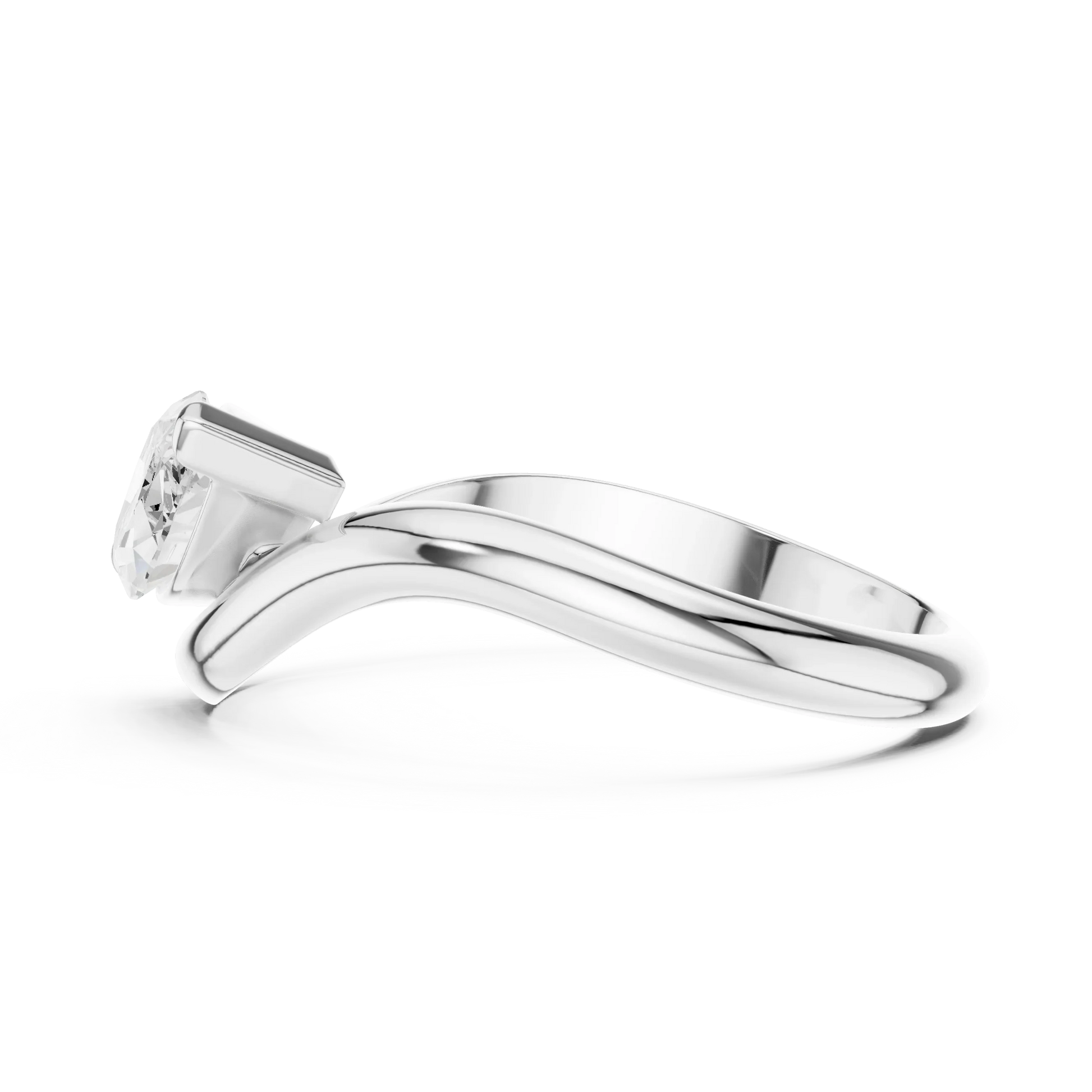 East-west marquise solitaire ring in white gold with lab-grown diamond side view