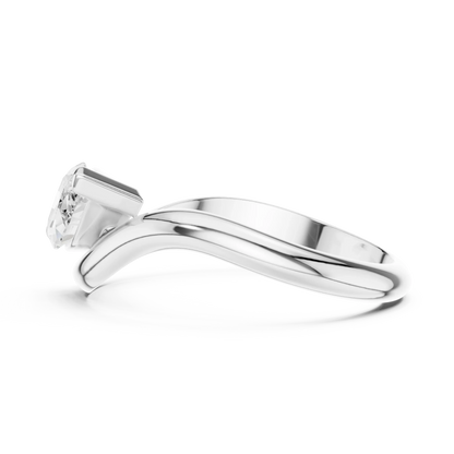 East-west marquise solitaire ring in white gold with lab-grown diamond side view