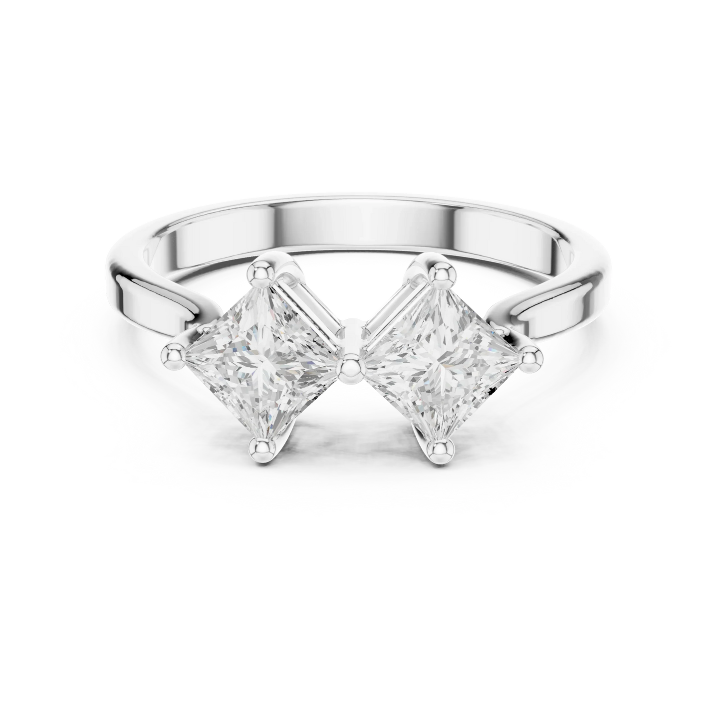 Toi et Moi ring with double princess cut lab-grown diamonds in white gold, modern dual stone design, Australia collection