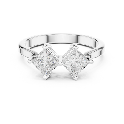 Toi et Moi ring with double princess cut lab-grown diamonds in white gold, modern dual stone design, Australia collection