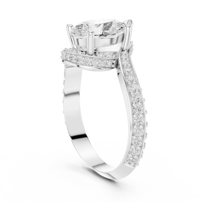 Twisted pear diamond ring in white gold with lab-grown diamond back view