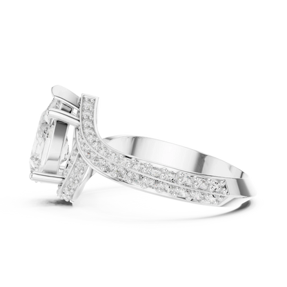 Twisted pear diamond ring in white gold with lab-grown diamond side view