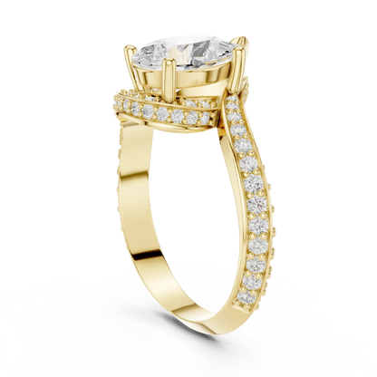 Twisted pear diamond ring in yellow gold with lab-grown diamond back view
