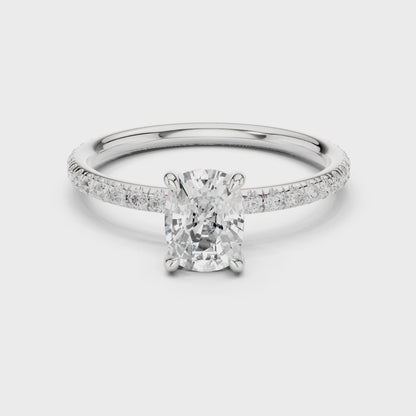 Belle Celeste Pavé Cushion Diamond Ring