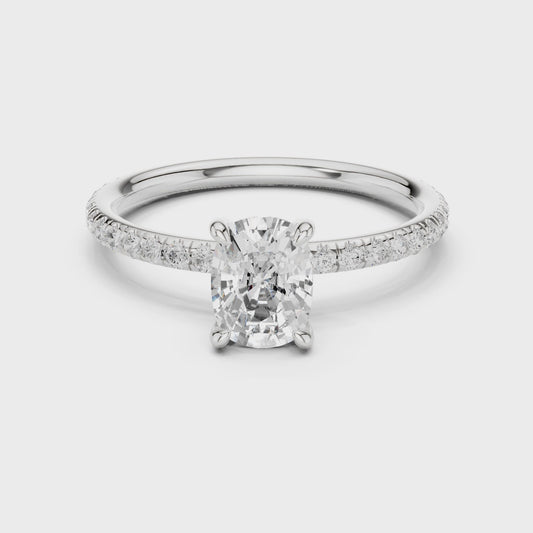 Belle Celeste Pavé Cushion Diamond Ring