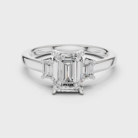 Colville Emerald-Cut Three-Stone Diamond Ring