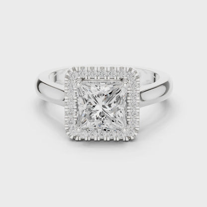 Reign Princess Diamond Halo Engagement Ring
