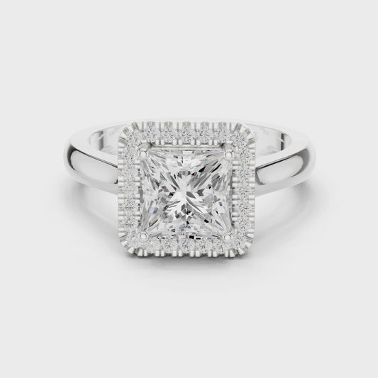 Reign Princess Diamond Halo Engagement Ring