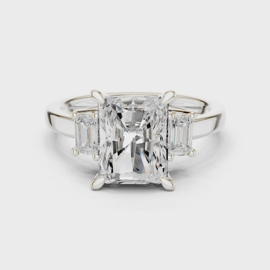 Prism Radiant Diamond Three-Stone Ring