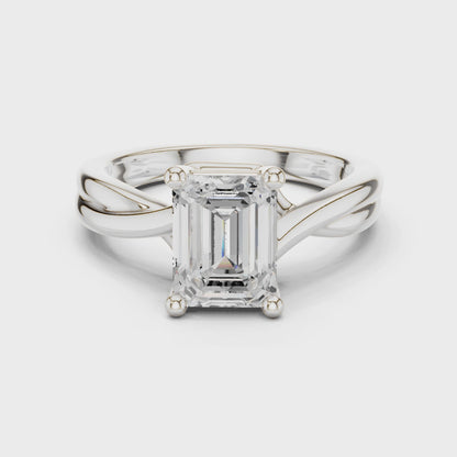 Daisy Rose Twist Emerald-Cut Diamond Ring
