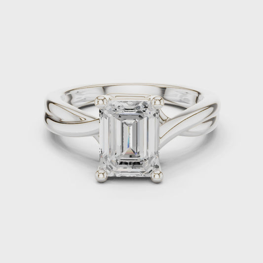 Daisy Rose Twist Emerald-Cut Diamond Ring