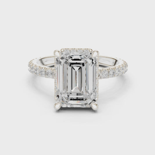 Quade Timeless Halo Emerald Diamond Ring