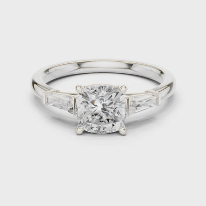 Cushion Three Stone Ring