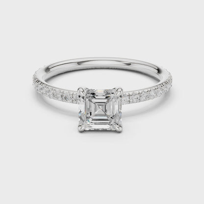Amber Celeste Pavé Asscher Diamond Ring