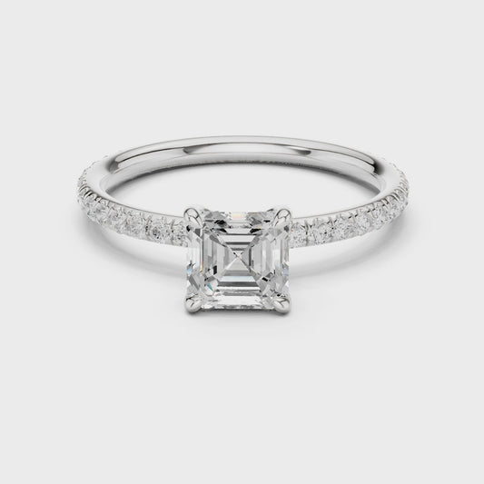 Amber Celeste Pavé Asscher Diamond Ring