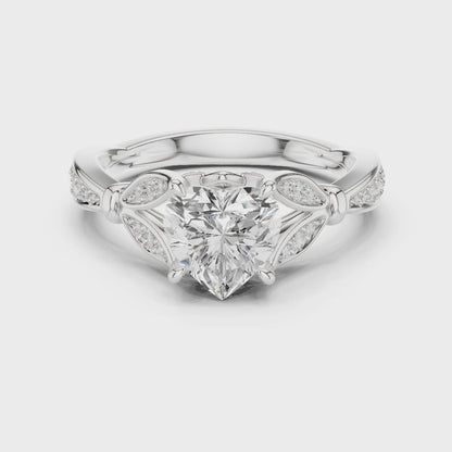 Poppy Blossom Heart Diamond Ring