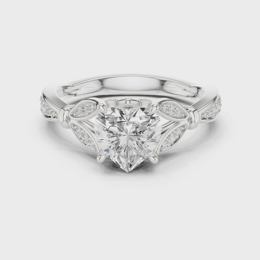 Poppy Blossom Heart Diamond Ring
