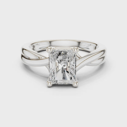 Holly Twisted Radiance Emerald Diamond Ring