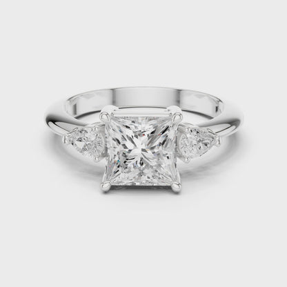 Royale Elegant Princess Diamond Three-Stone Ring