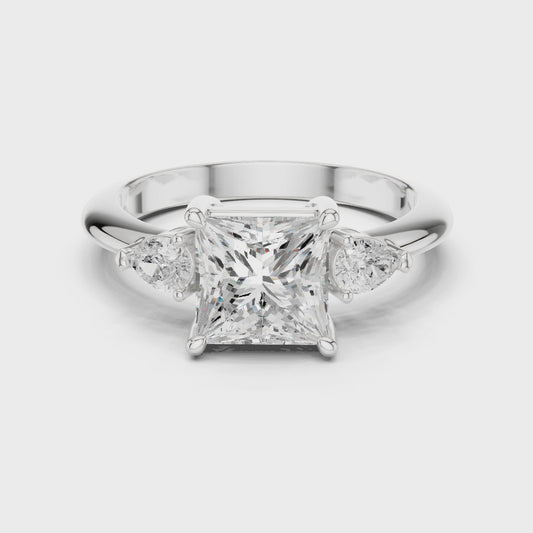 Royale Elegant Princess Diamond Three-Stone Ring