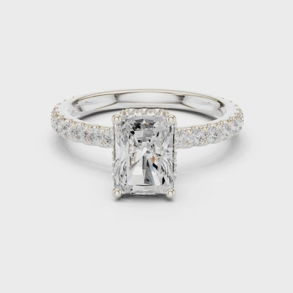 Hera Luxe Halo Radiant Diamond Pav茅 Ring