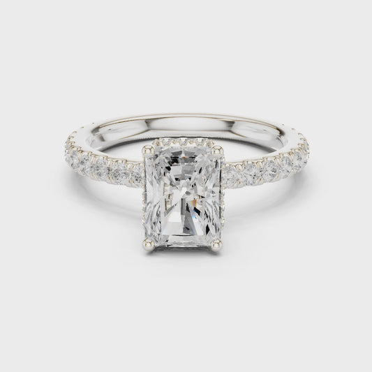 Hera Luxe Halo Radiant Diamond Pav茅 Ring