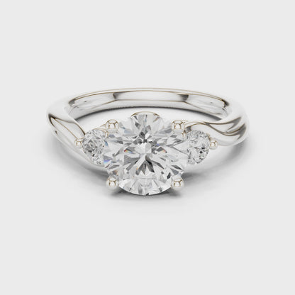Helix Round Diamond Three-Stone Twist Ring