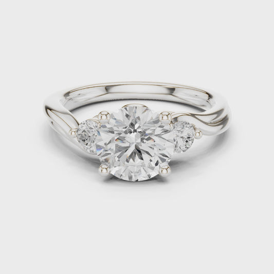 Helix Round Diamond Three-Stone Twist Ring