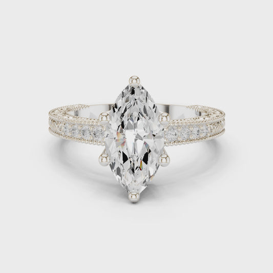Vida Vintage Lace Marquise Diamond Pavé Ring