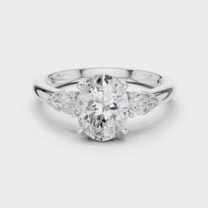 Serene Luminous Oval Three-Stone Diamond Ring