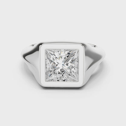 Titan Bold Princess Bezel Signet Diamond Ring