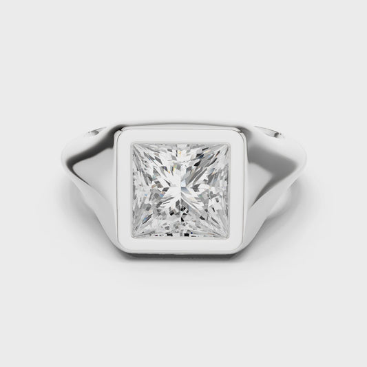 Titan Bold Princess Bezel Signet Diamond Ring