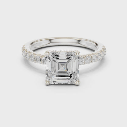 Anna Celeste Pavé Asscher Diamond Ring