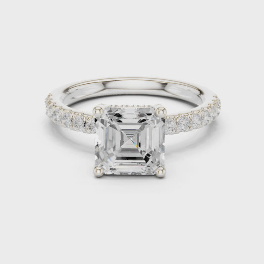 Anna Celeste Pavé Asscher Diamond Ring